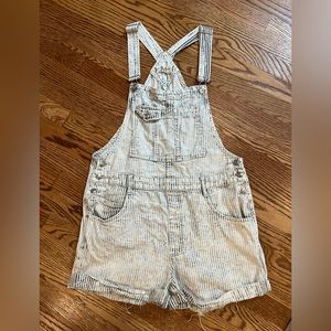 Free People We the Free Distressed Stripe Overalls